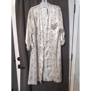 Body Drama Satiny Women's Robe, Petite Medium, Tropical Floral Robe, Belted Robe